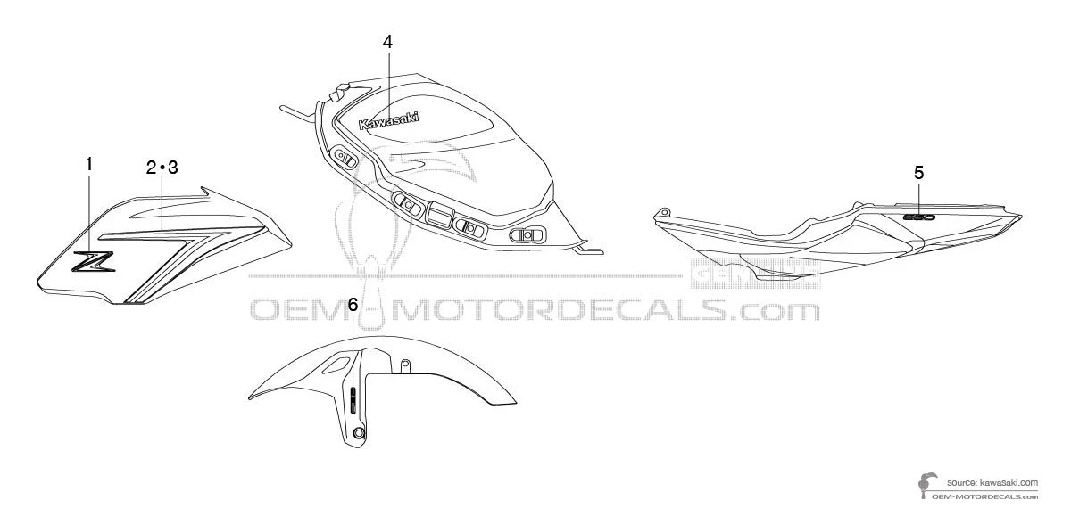 Decals for Kawasaki Z650 2017 - White • Kawasaki OEM Decals