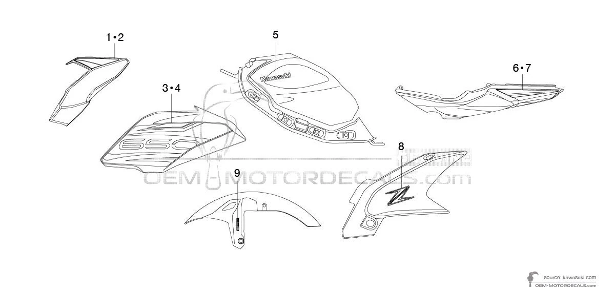 Pegatinas para Kawasaki Z650 2019 - Verde • Kawasaki Pegatinas OEM