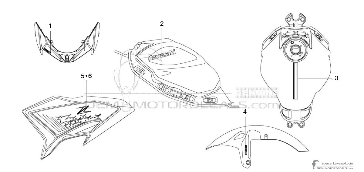 Autocollants pour Kawasaki Z650 2021 - Noir • Kawasaki Autocollants OEM