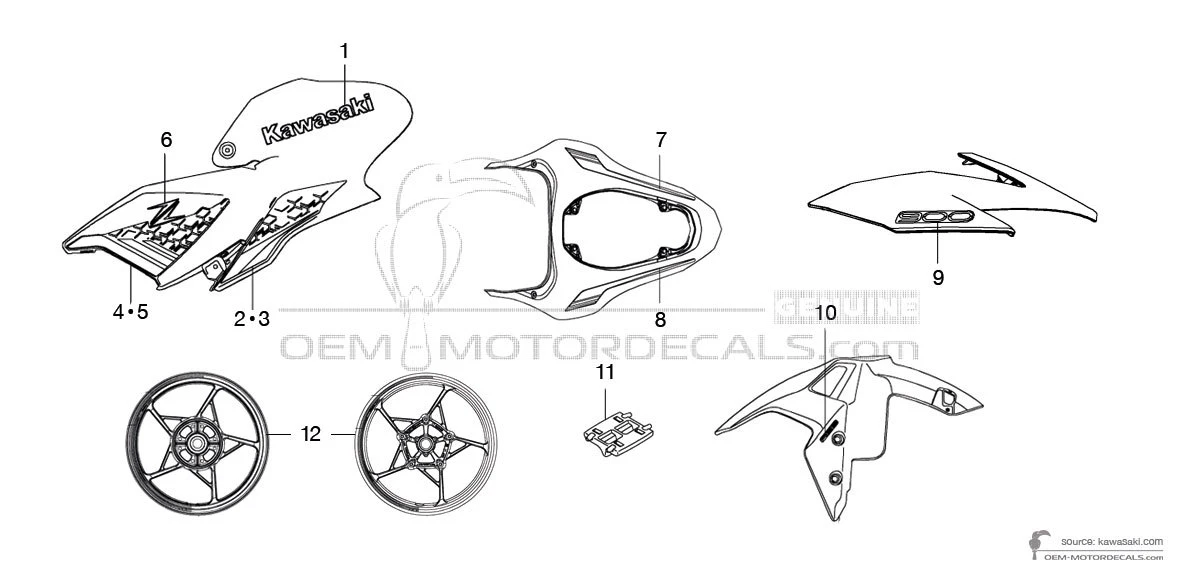 Autocollants pour Kawasaki Z900 2021 - Noir • Kawasaki Autocollants OEM
