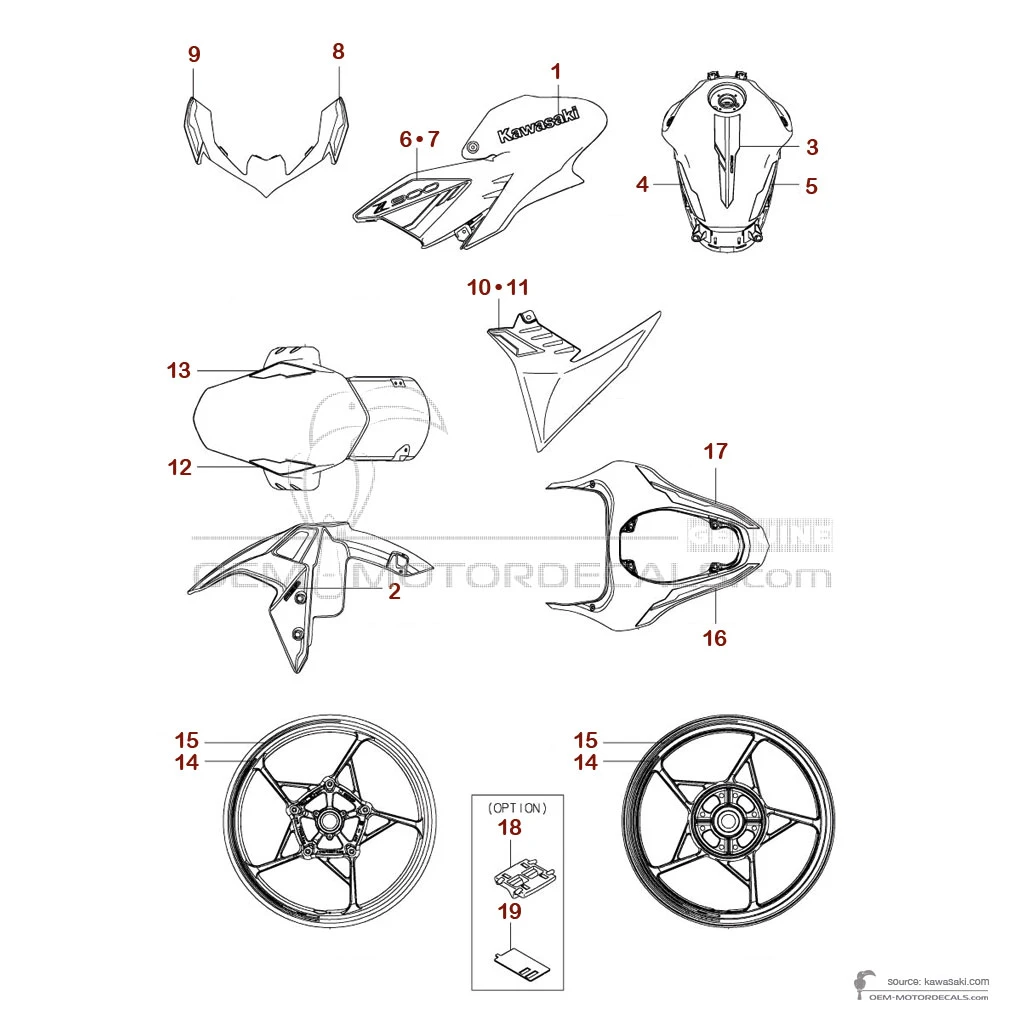 Decals for Kawasaki Z900 2024 - Black Green • Kawasaki OEM Decals