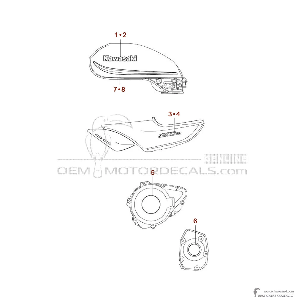 Aufkleber für Kawasaki Z900RS 2019 - Schwarz • Kawasaki OEM-Aufkleber