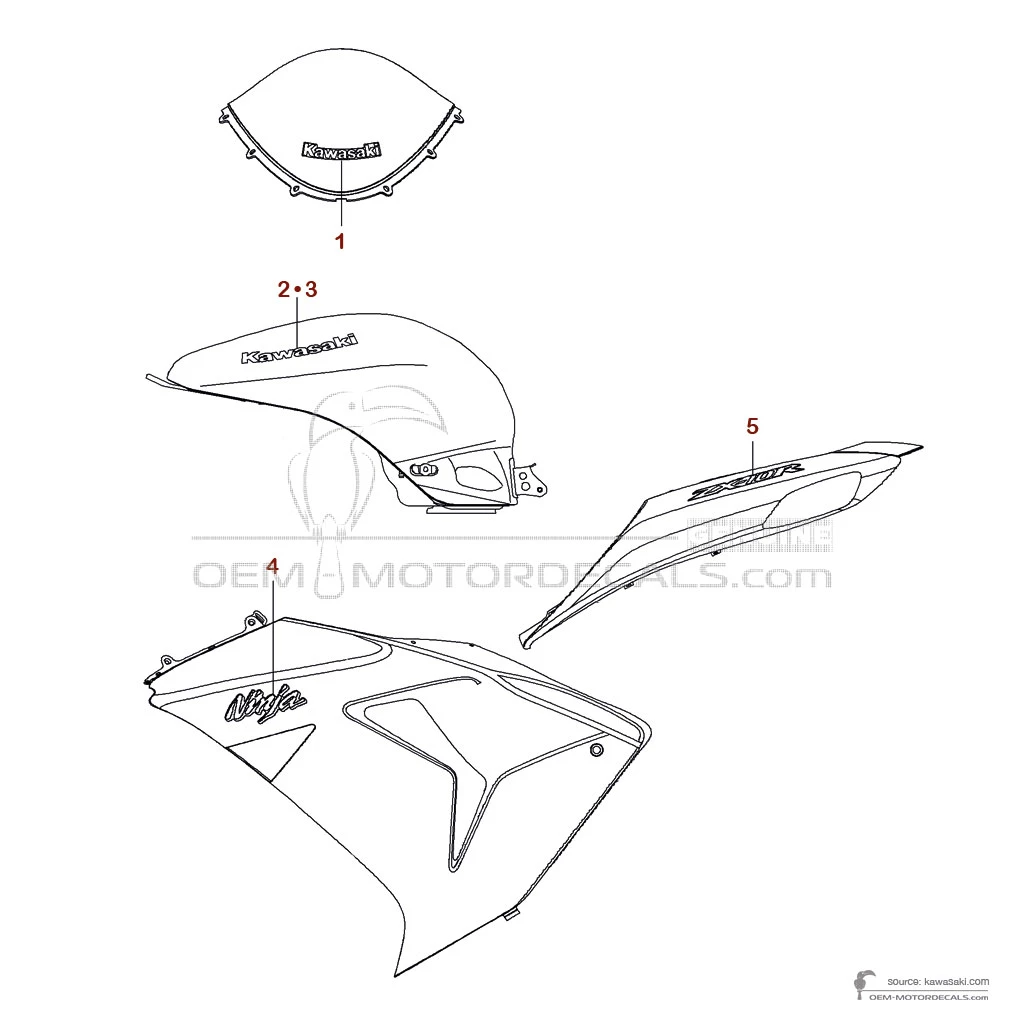 OEM Decals Kawasaki ZX10R 2006 - Titanium • Original Stickers OEM Decals Kawasaki ZX10R 2006 - Titanium • Original Stickers