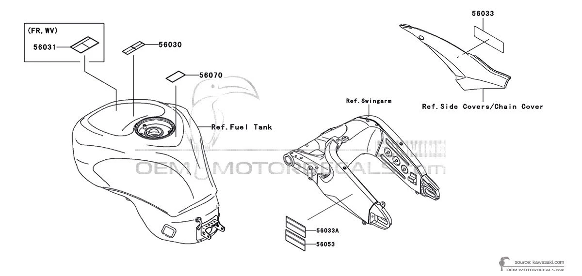 Naklejki do Kawasaki ZX10R - Etykiety ostrzegawcze • Kawasaki Naklejki OEM