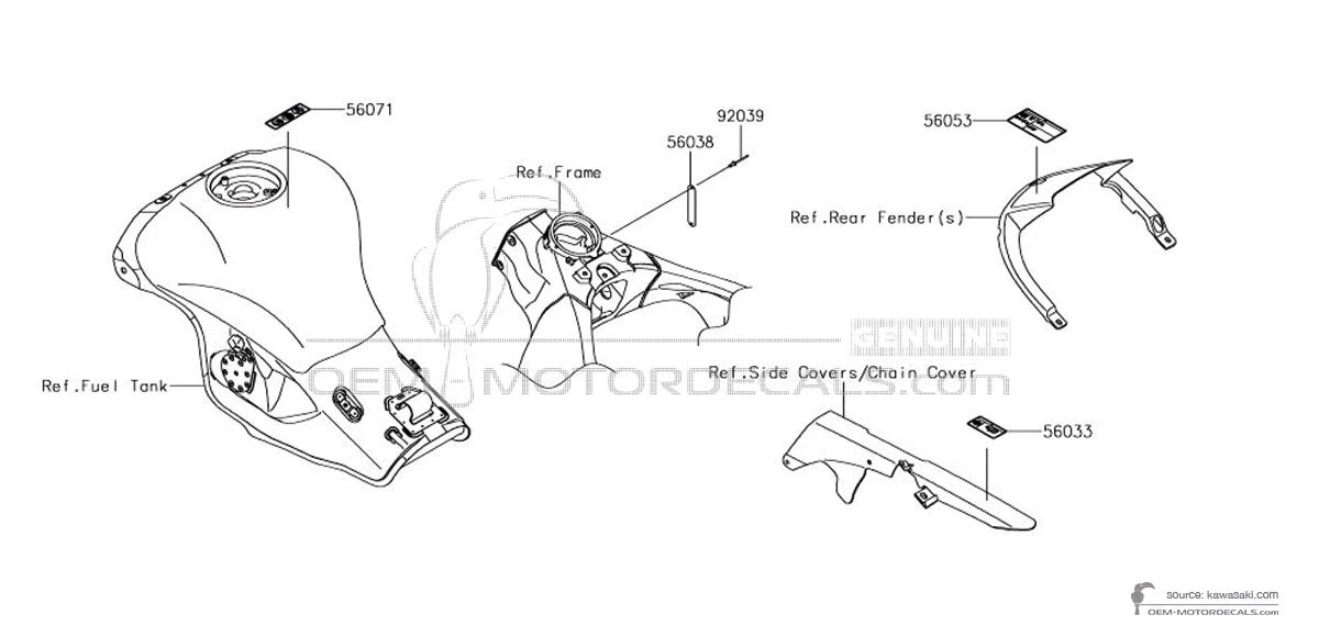 Pegatinas para Kawasaki ZX10R - Etiquetas de precaución • Kawasaki Pegatinas OEM