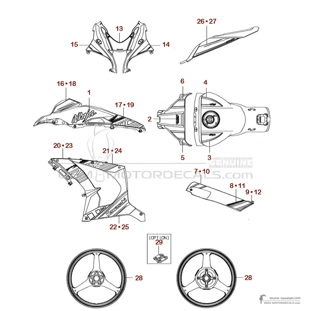 Stickers voor Kawasaki ZX10R 2017 - Groen • Kawasaki OEM Stickers