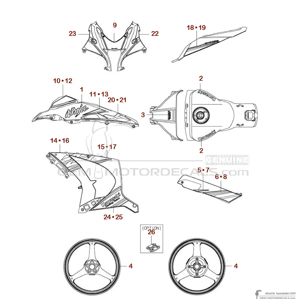 tam☆ れんげ 10 Kawasaki ZX10R Ninja GP Rim Stickers | MC Motoparts
