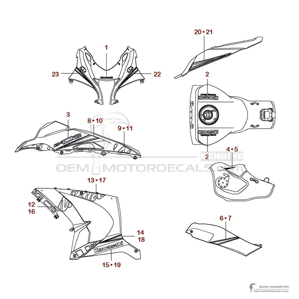 Autocollants pour Kawasaki ZX10RR 2019 - Vert • Kawasaki Autocollants OEM