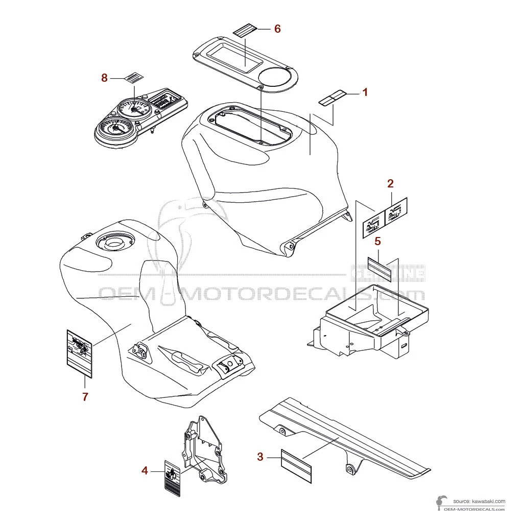 Decals for Kawasaki ZX12R - Caution labels • Kawasaki OEM Decals