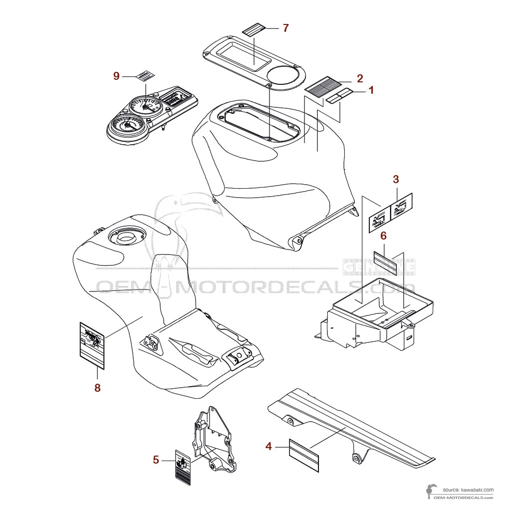 Decals for Kawasaki ZX12R - Caution labels • Kawasaki OEM Decals