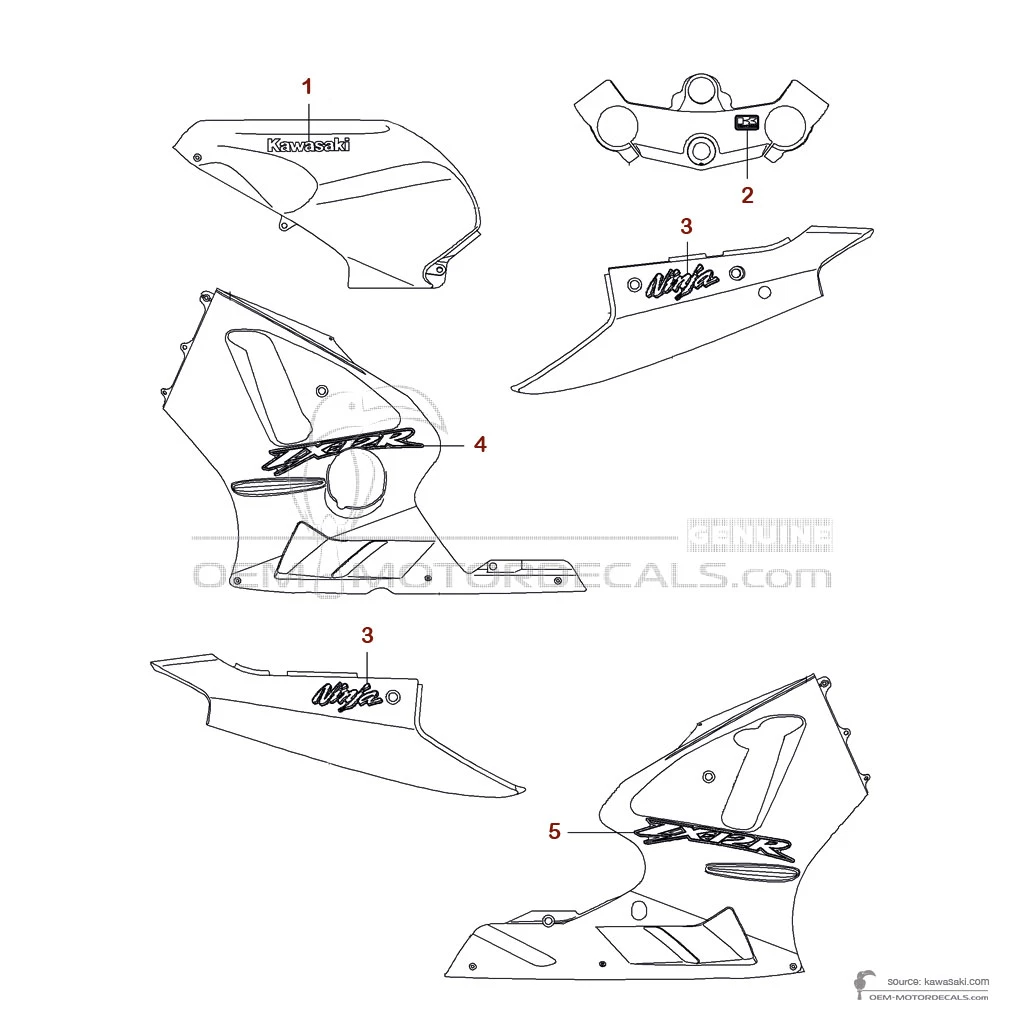 OEM Decals Kawasaki ZX12R 2006 - Black • Original Stickers