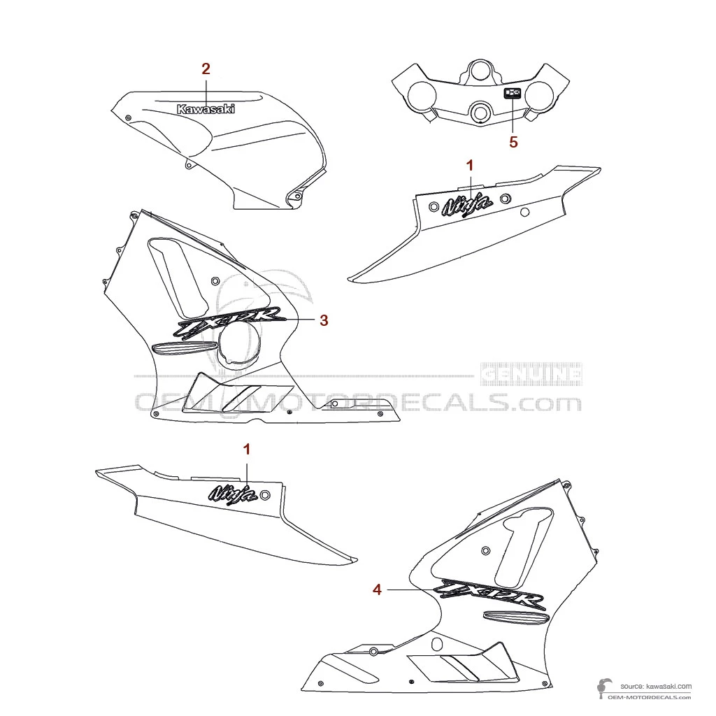 Naklejki do Kawasaki ZX12R 2004 - Czarny • Kawasaki Naklejki OEM