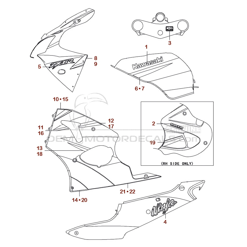ニロ Kawasaki Ninja ZX6-R 2000-02 Upper Fork Plate Ignition Block