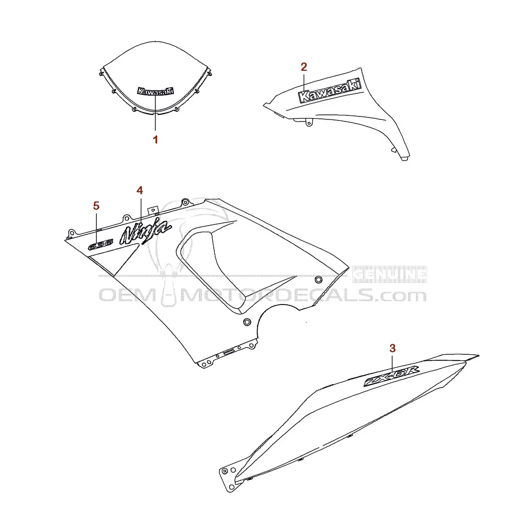OEM Decals Kawasaki ZX6R 2006 - Titanium • Original Stickers
