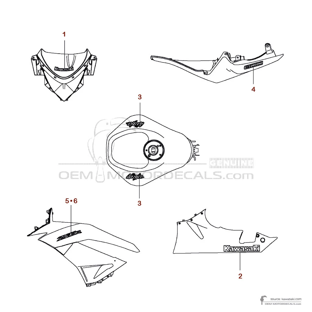 Pegatinas para Kawasaki ZX6R 2016 - Verde • Kawasaki Pegatinas OEM