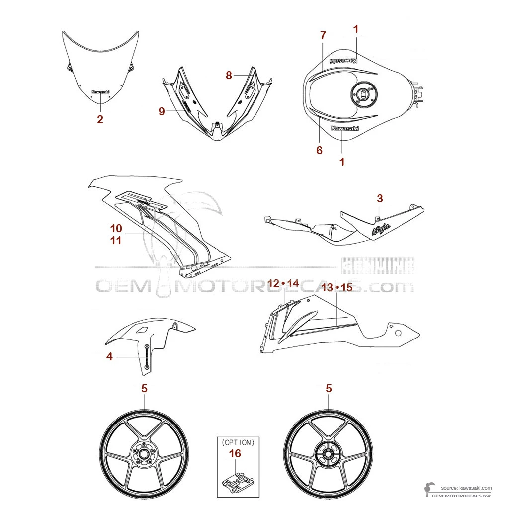 Aufkleber für Kawasaki ZX6R 2023 - Grau • Kawasaki OEM-Aufkleber