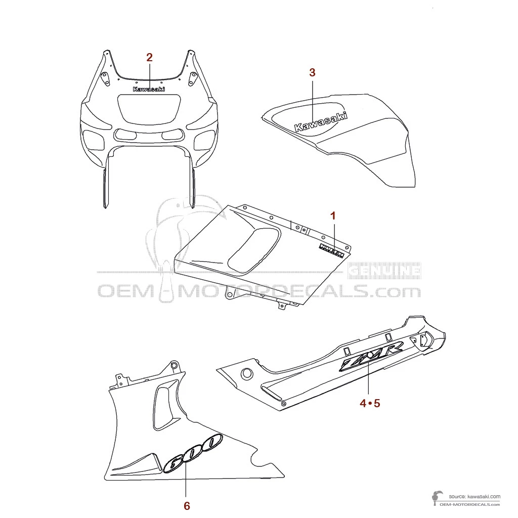 Autocollants pour Kawasaki ZZR600 2003 - Bleu • Kawasaki Autocollants OEM