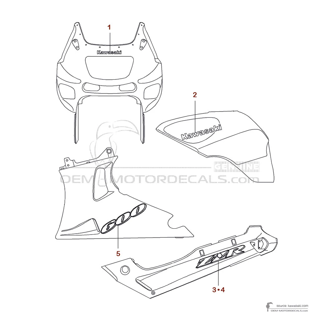 Naklejki do Kawasaki ZZR600 2004 - Niebieski • Kawasaki Naklejki OEM