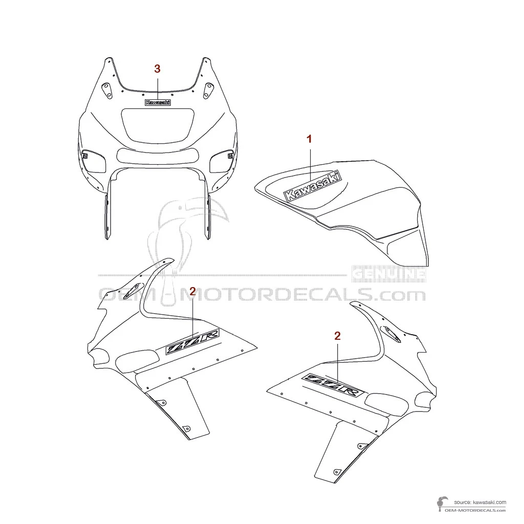 Aufkleber für Kawasaki ZZR600 2006 - Ebony • Kawasaki OEM-Aufkleber