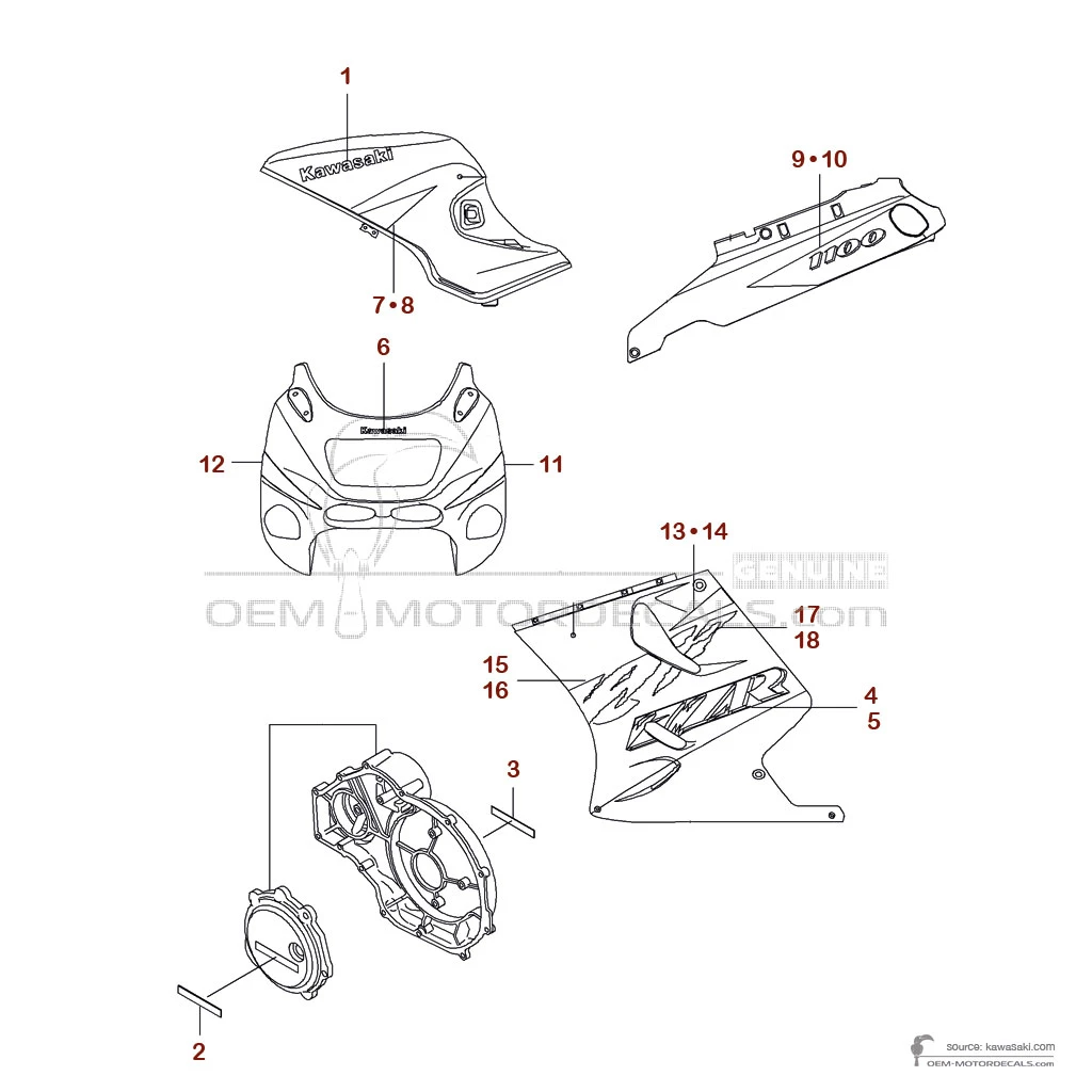 Aufkleber für Kawasaki ZZR1100 1994 - Blau • Kawasaki OEM-Aufkleber
