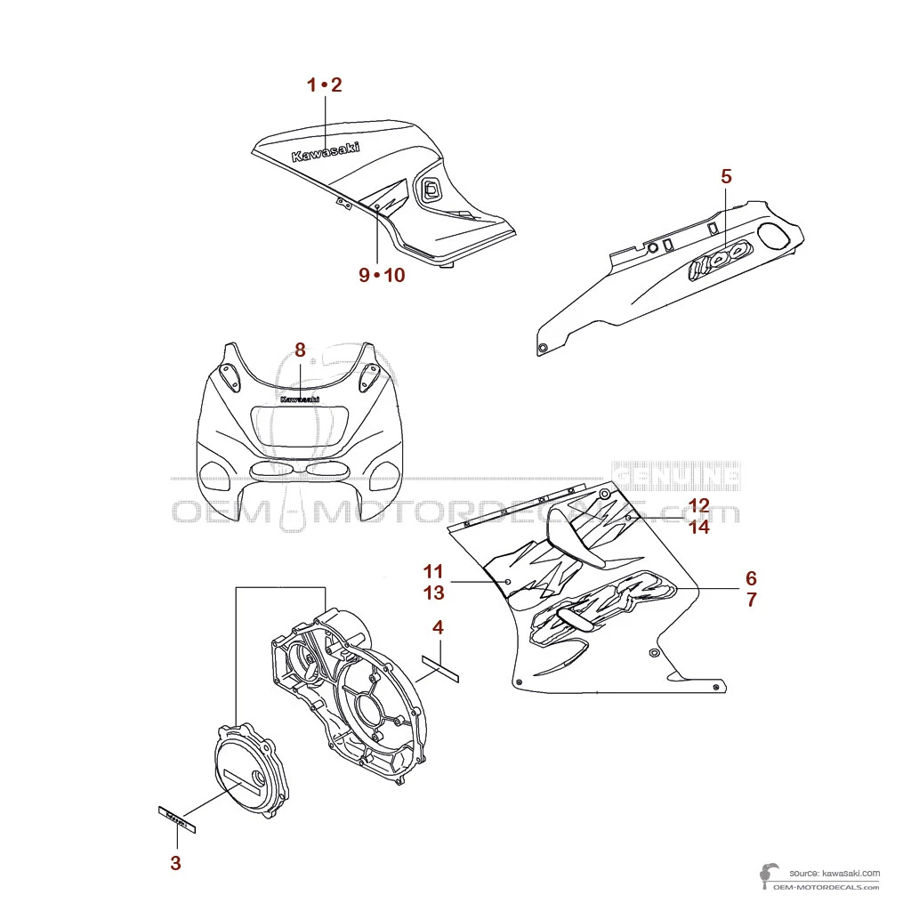 Naklejki do Kawasaki ZZR1100 1995 - Niebieski • Kawasaki Naklejki OEM