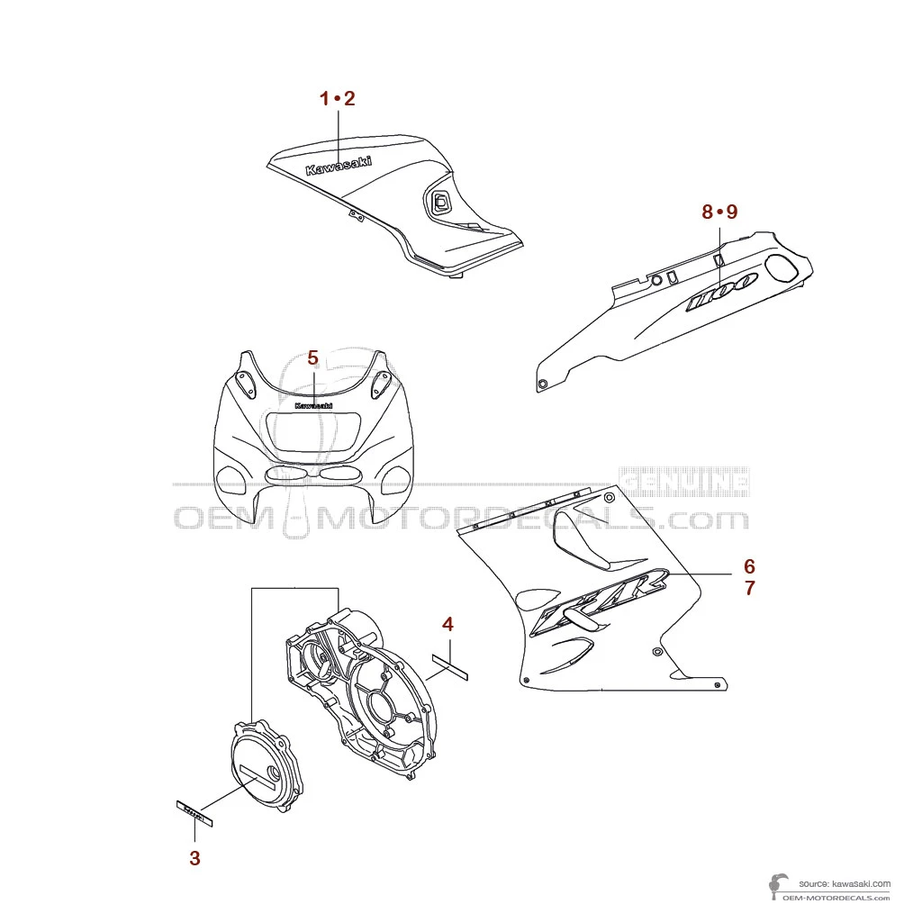 Pegatinas para Kawasaki ZZR1100 1997 - Verde • Kawasaki Pegatinas OEM