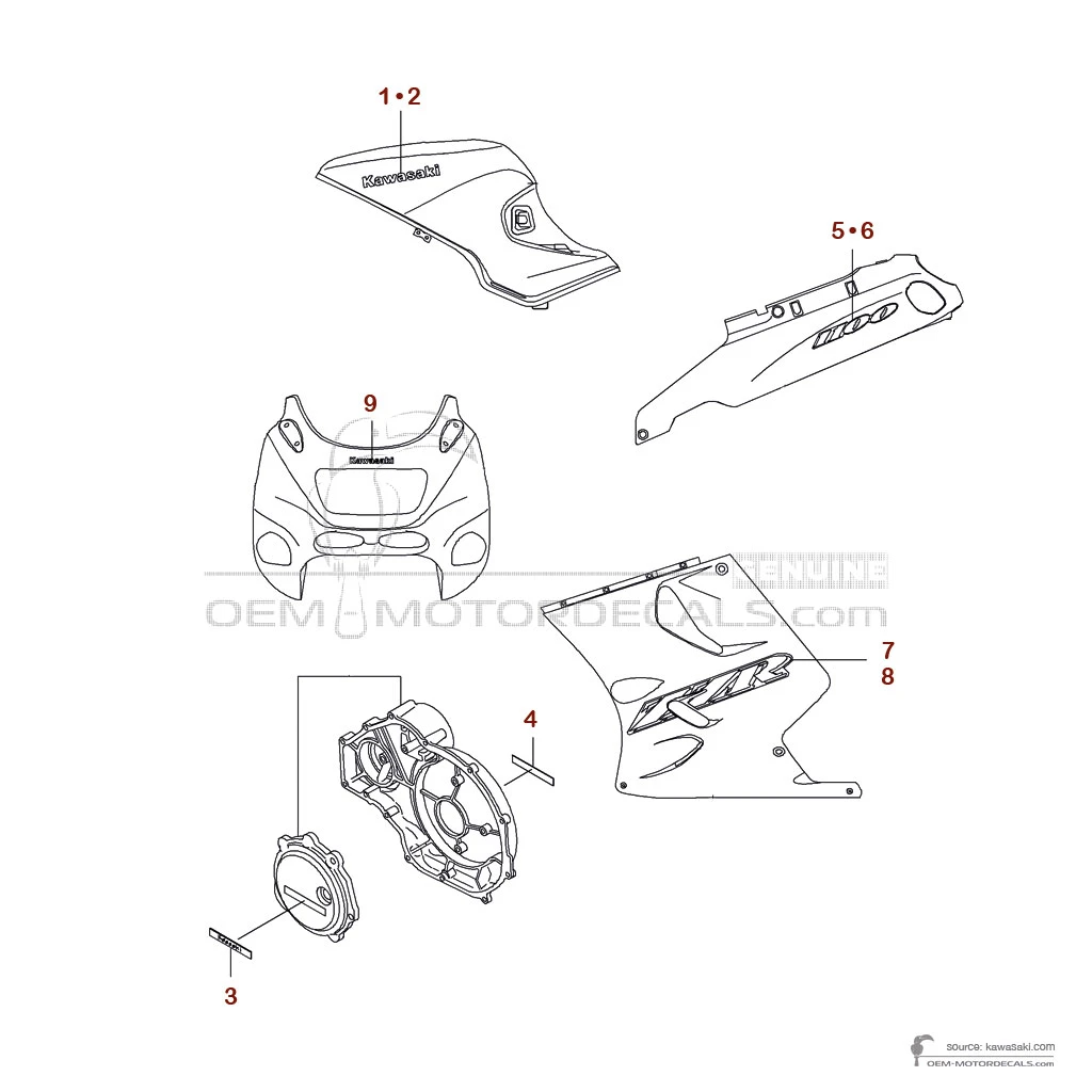 Naklejki do Kawasaki ZZR1100 1997 - Szary • Kawasaki Naklejki OEM