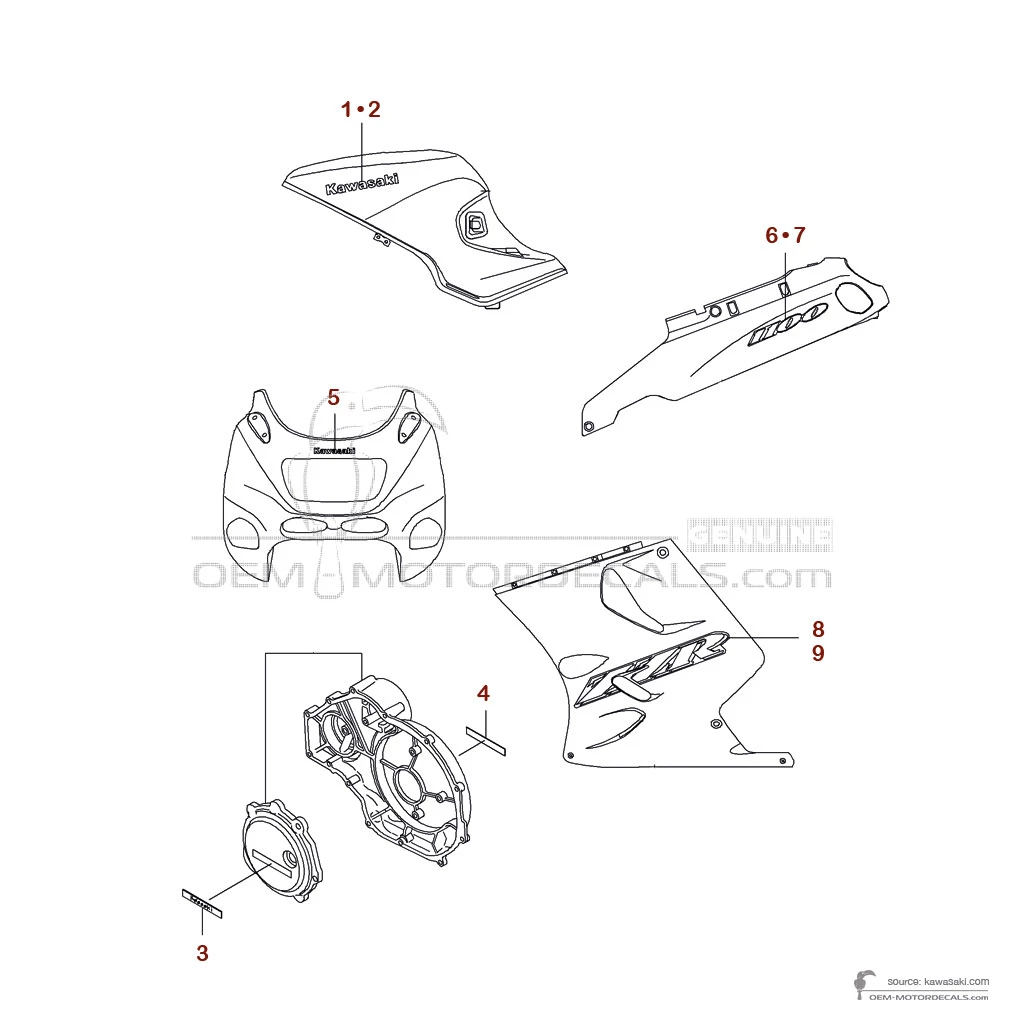 Naklejki do Kawasaki ZZR1100 1999 - Czarny • Kawasaki Naklejki OEM