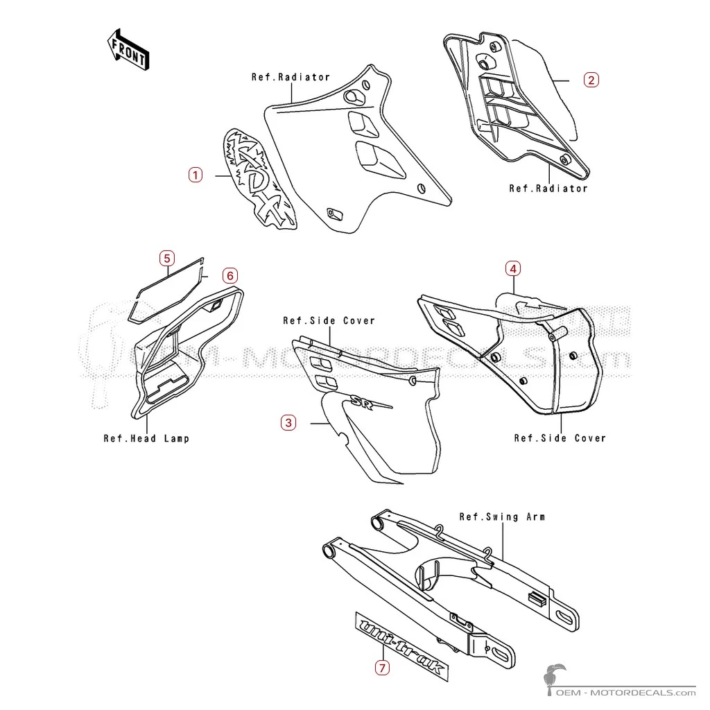 Pegatinas para Kawasaki KDX125 1990 • Kawasaki Pegatinas OEM