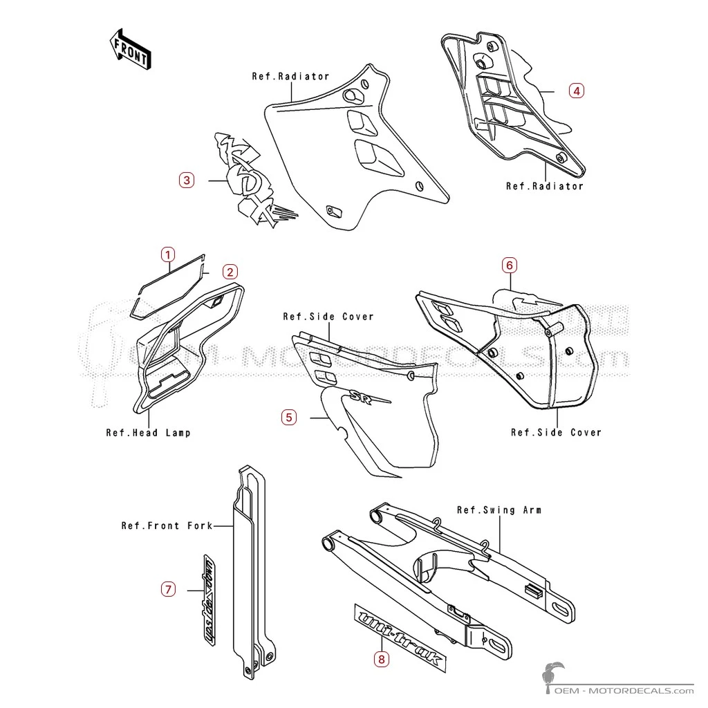 Adesivi per Kawasaki KDX125 1991 • Kawasaki Adesivi OEM