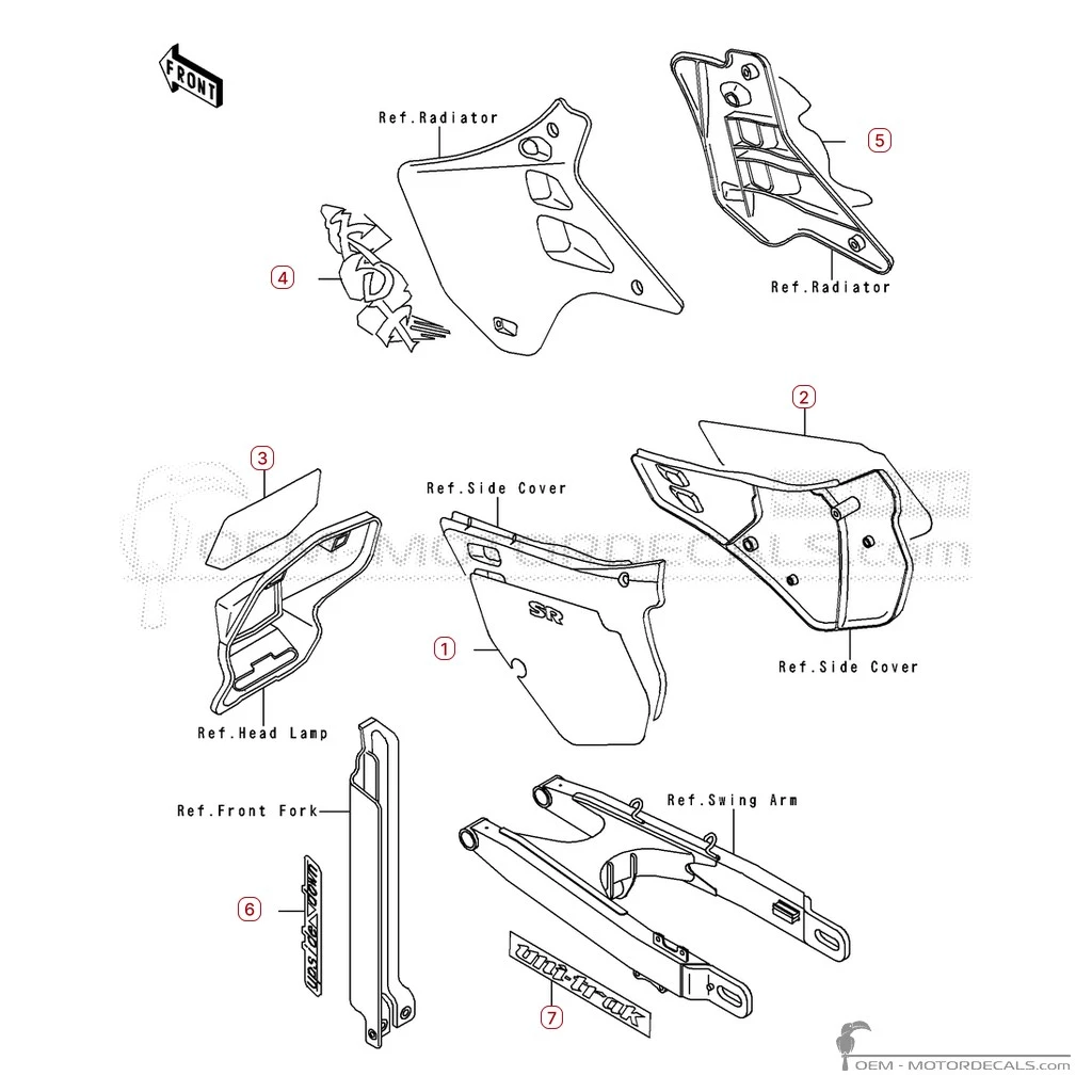 Adesivi per Kawasaki KDX125 1991 • Kawasaki Adesivi OEM