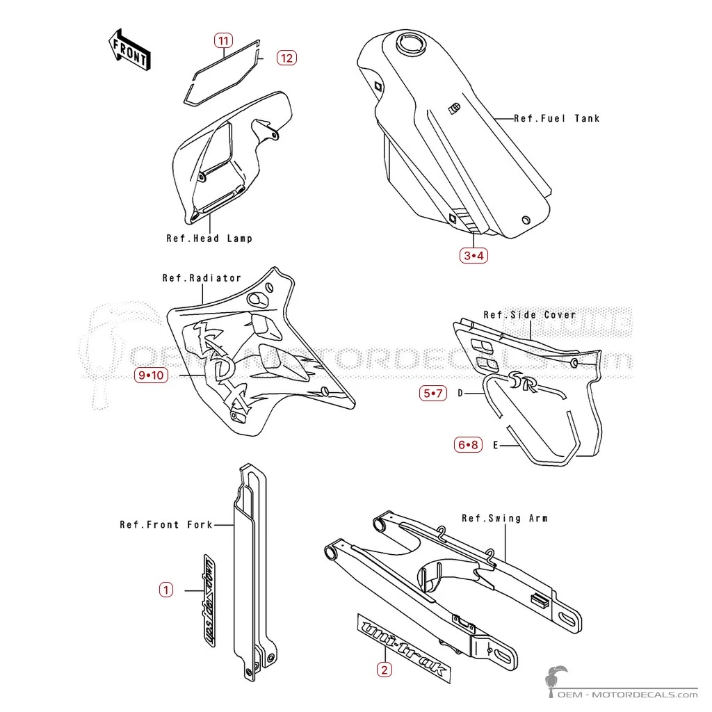 Aufkleber für Kawasaki KDX125 1992 • Kawasaki OEM-Aufkleber