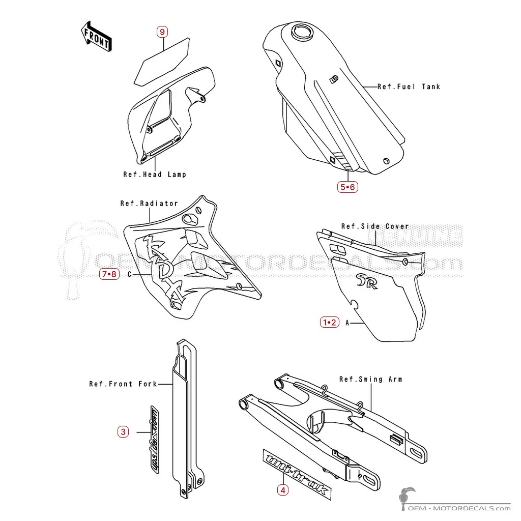Naklejki do Kawasaki KDX125 1993 • Kawasaki Naklejki OEM