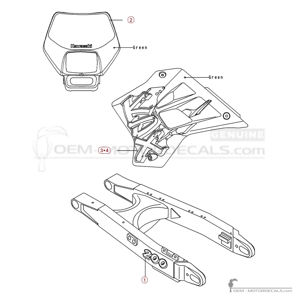 Adesivi per Kawasaki KDX200 1995 • Kawasaki Adesivi OEM Adesivi per Kawasaki KDX200 1995 • Kawasaki Adesivi OEM