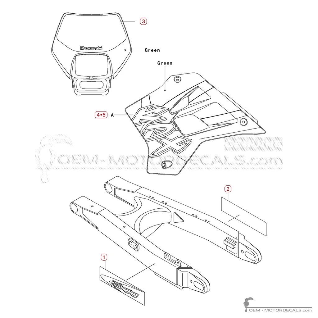 Adesivi per Kawasaki KDX200 2000 • Kawasaki Adesivi OEM Adesivi per Kawasaki KDX200 2000 • Kawasaki Adesivi OEM