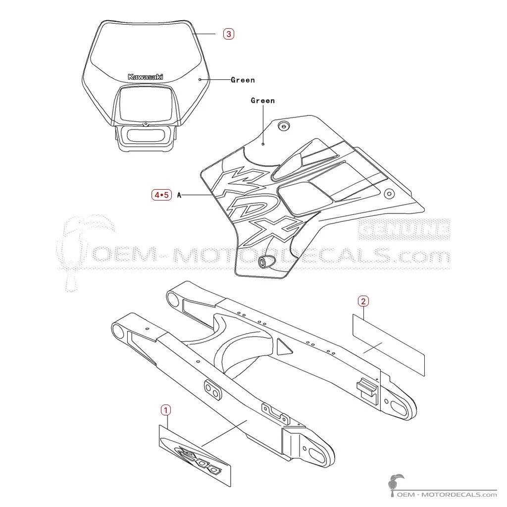 Adesivi per Kawasaki KDX200 2001 • Kawasaki Adesivi OEM Adesivi per Kawasaki KDX200 2001 • Kawasaki Adesivi OEM