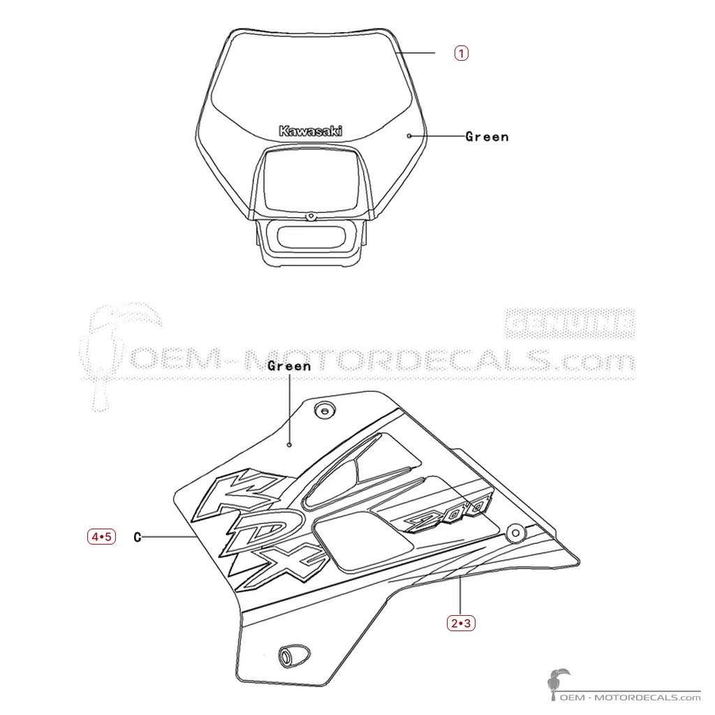 Adesivi per Kawasaki KDX200 2002 • Kawasaki Adesivi OEM Adesivi per Kawasaki KDX200 2002 • Kawasaki Adesivi OEM