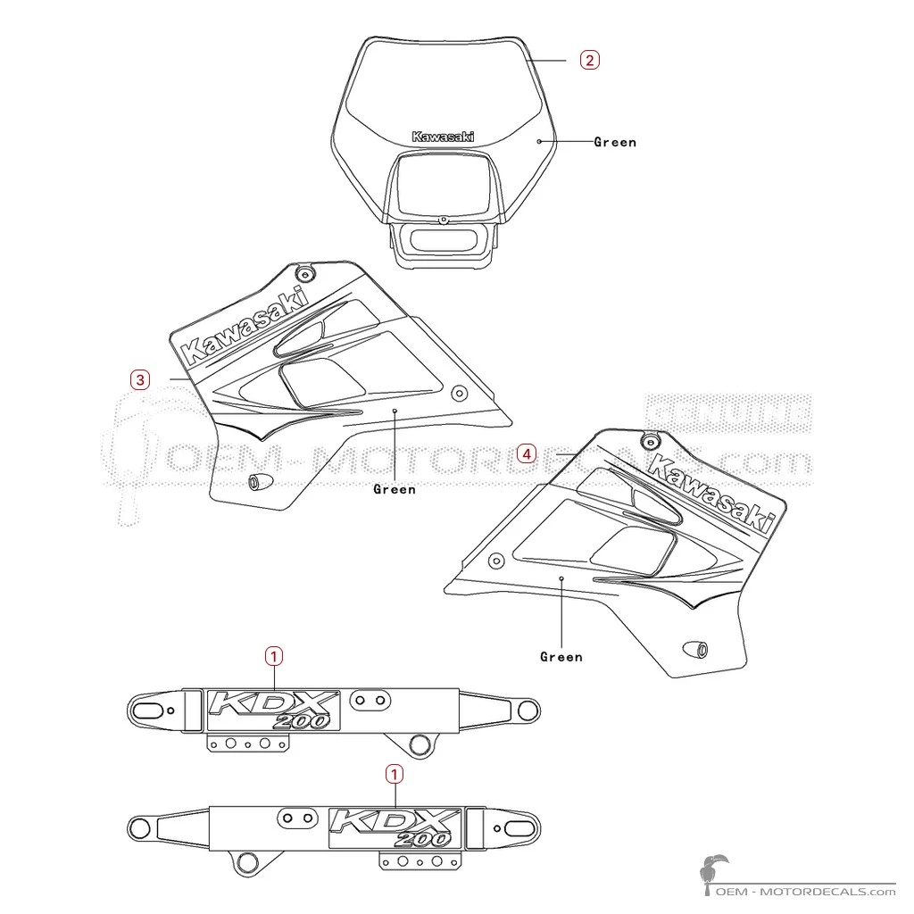Aufkleber für Kawasaki KDX200 2003 • Kawasaki OEM-Aufkleber Aufkleber für Kawasaki KDX200 2003 • Kawasaki OEM-Aufkleber