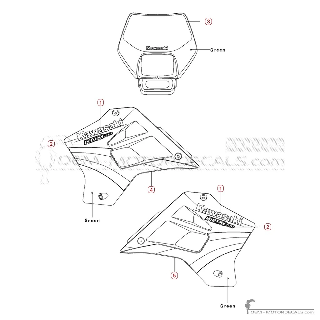 Aufkleber für Kawasaki KDX200 2005 • Kawasaki OEM-Aufkleber Aufkleber für Kawasaki KDX200 2005 • Kawasaki OEM-Aufkleber