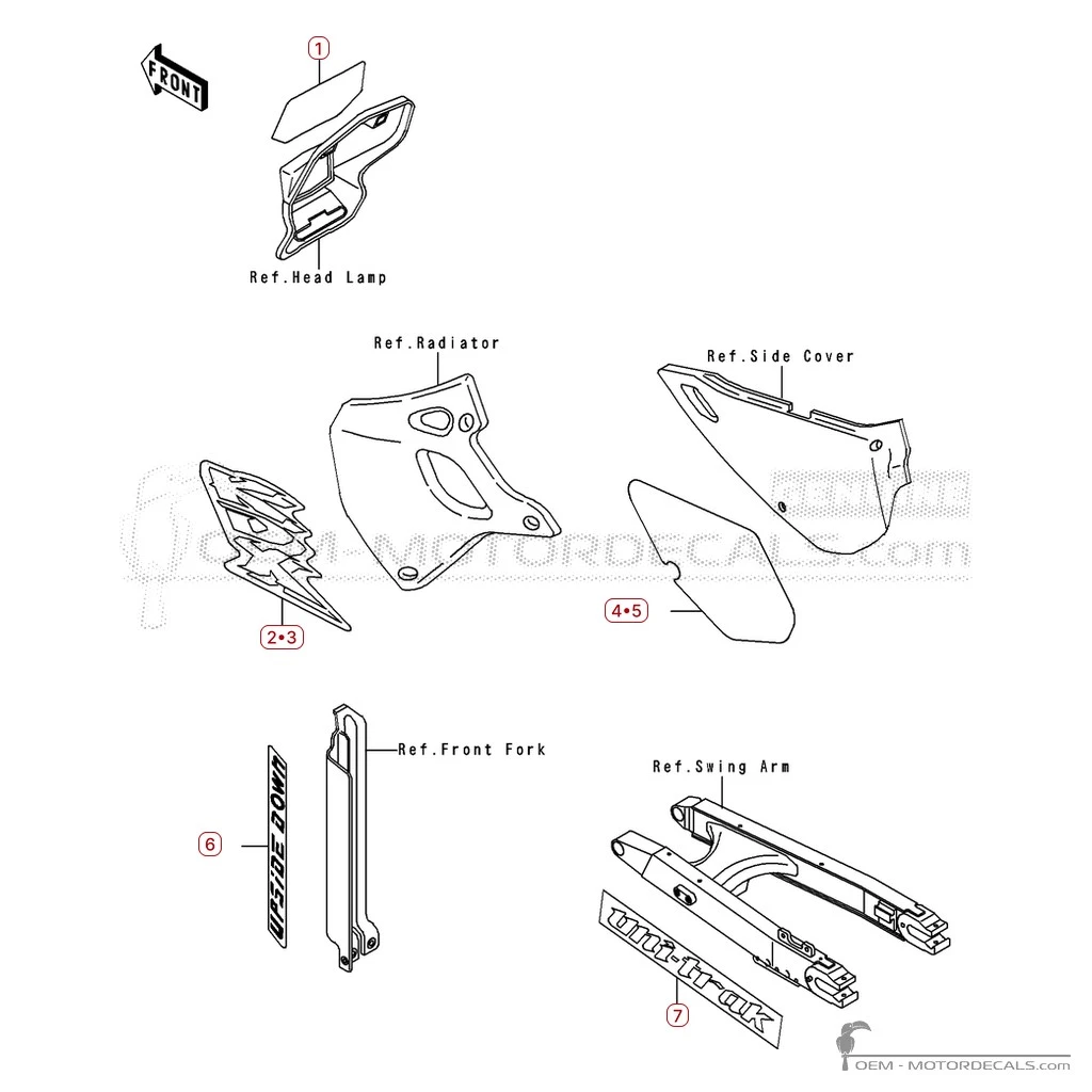 Decals for Kawasaki KDX250 1991 • Kawasaki OEM Decals Decals for Kawasaki KDX250 1991 • Kawasaki OEM Decals