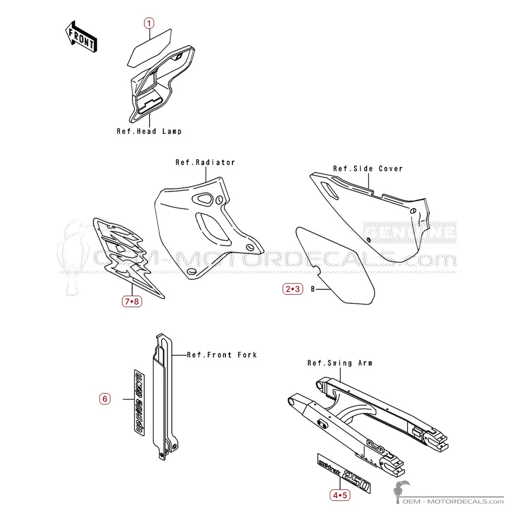 Decals for Kawasaki KDX250 1992 • Kawasaki OEM Decals