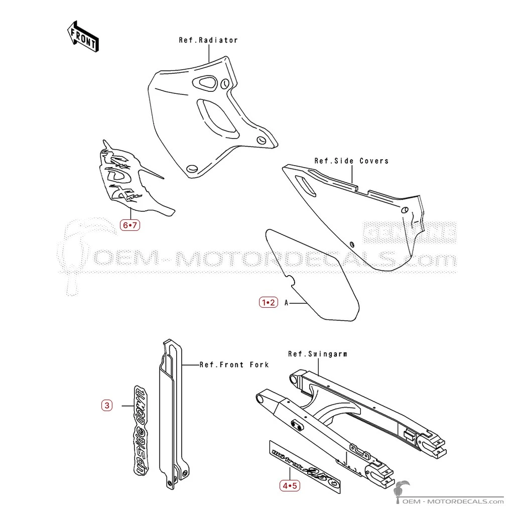 Decals for Kawasaki KDX250 1993 • Kawasaki OEM Decals Decals for Kawasaki KDX250 1993 • Kawasaki OEM Decals