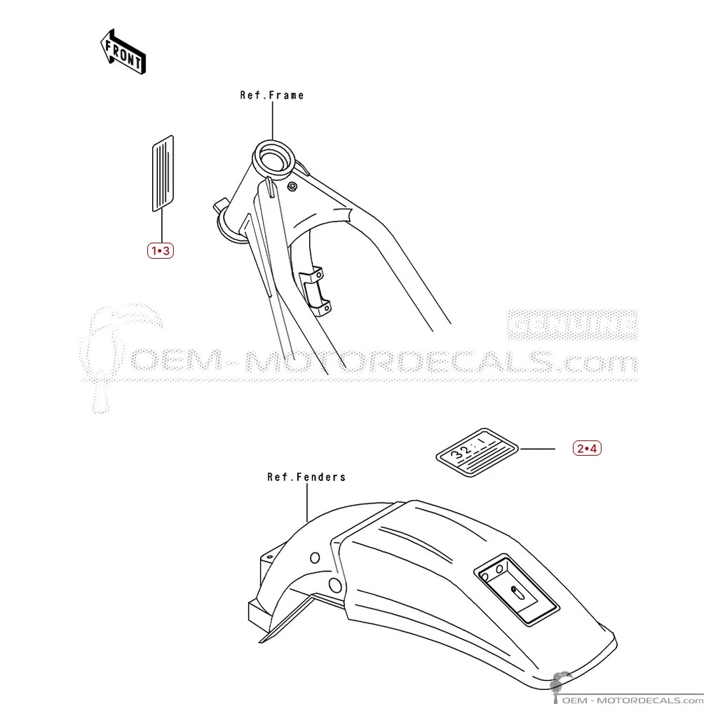 Waarschuwingslabels voor KDX250 1994 • Kawasaki OEM Stickers