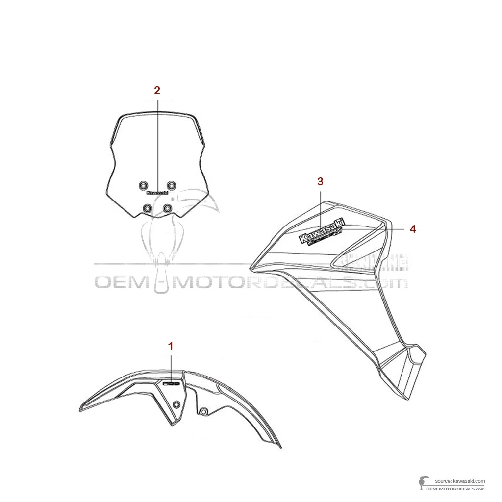 Adesivi per Kawasaki KLE300 VERSYSX 2018 - Nero • Kawasaki Adesivi OEM
