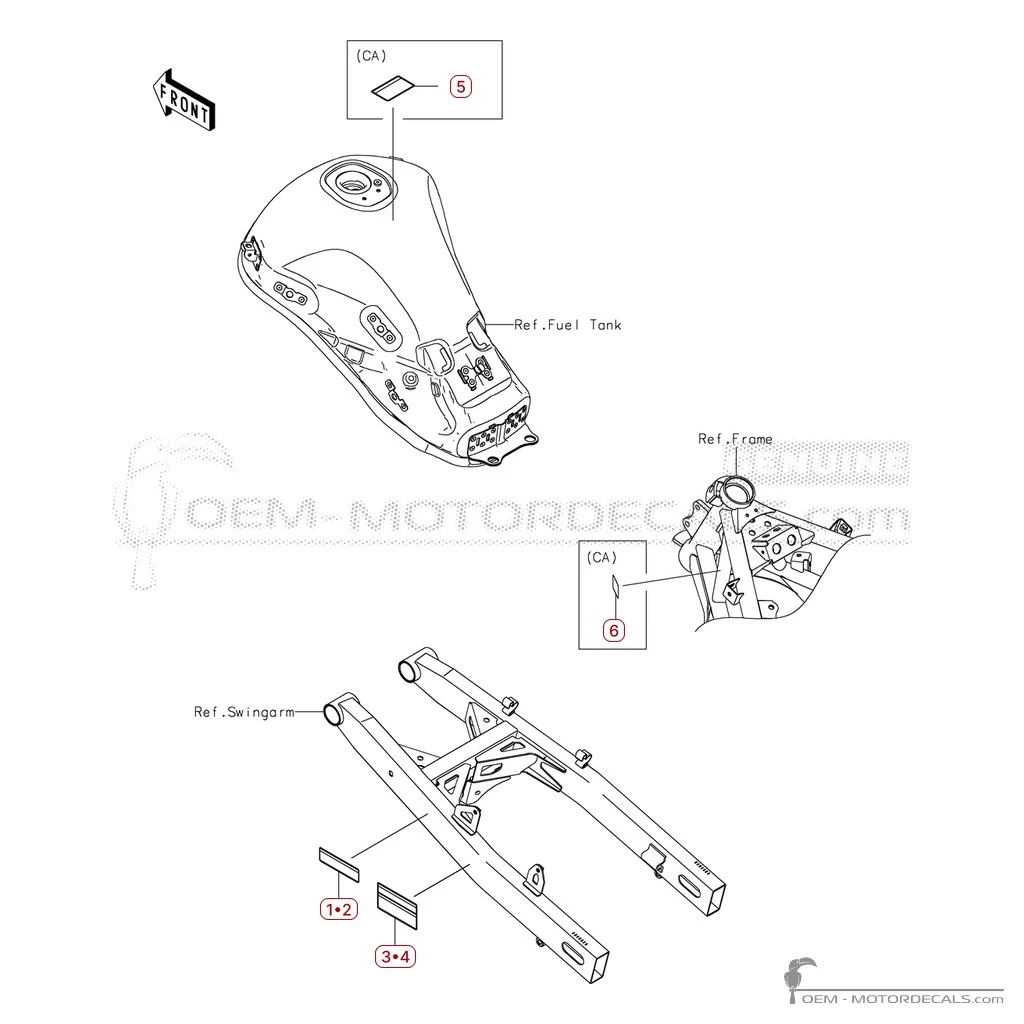 Pegatinas para Etiquetas de precaución • Kawasaki Pegatinas OEM