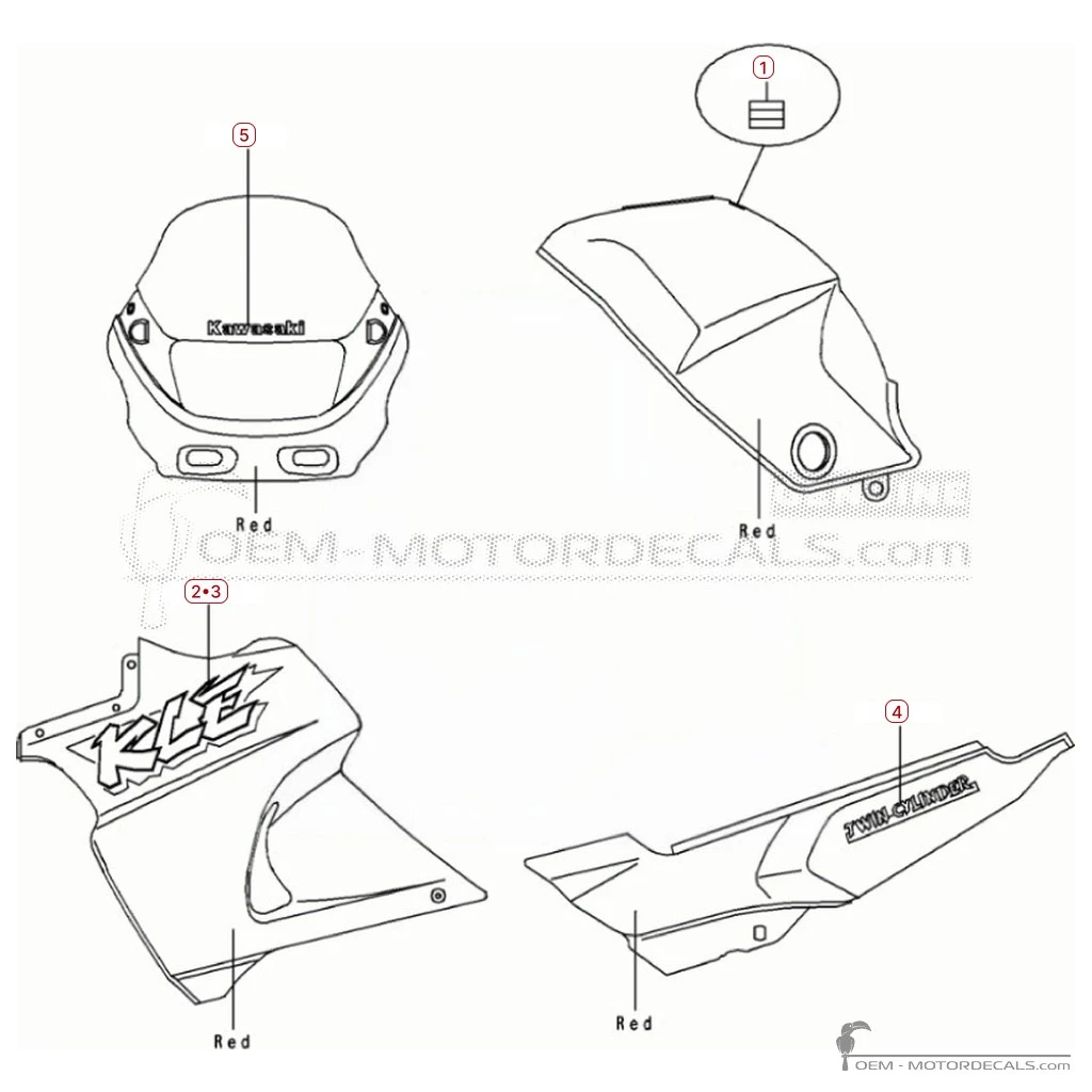 Pegatinas para Kawasaki KLE 500 1991 • Kawasaki Pegatinas OEM