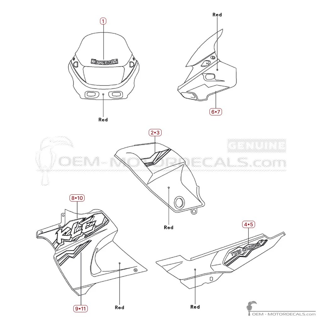 Aufkleber für Kawasaki KLE 500 1993 • Kawasaki OEM-Aufkleber