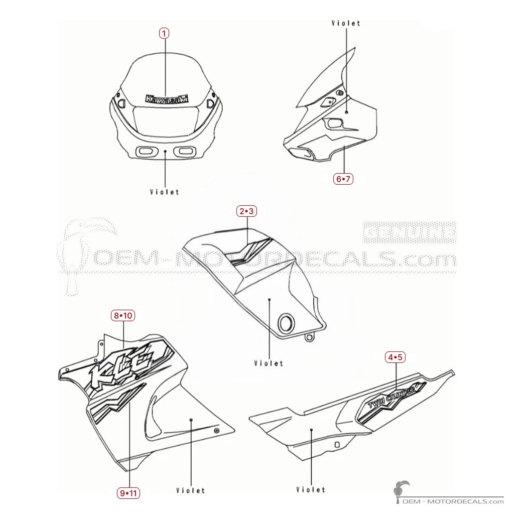 Decals for Kawasaki KLE 500 1993 • Kawasaki OEM Decals