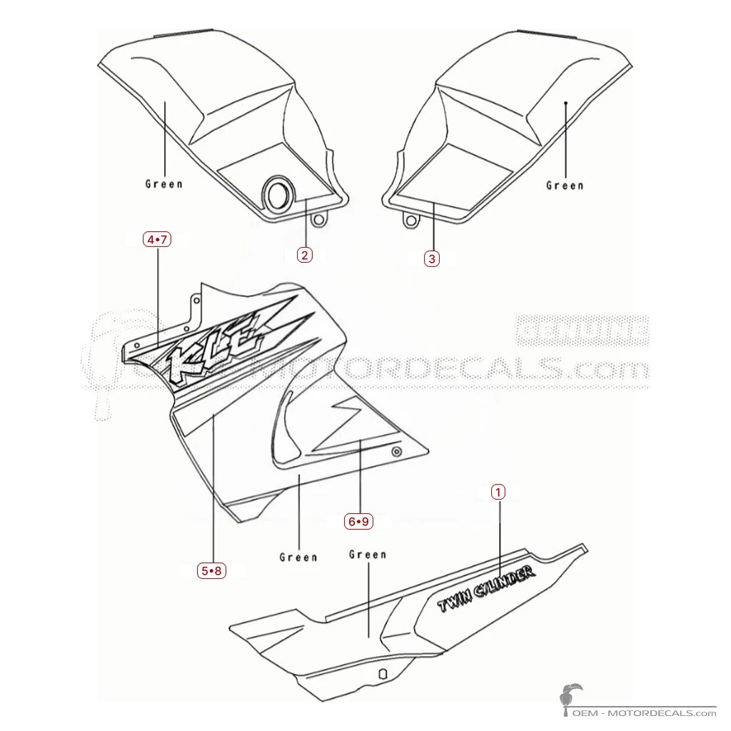 Naklejki do Kawasaki KLE 500 1994 • Kawasaki Naklejki OEM