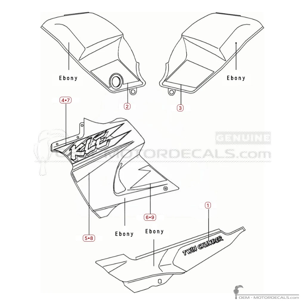 Autocollants pour Kawasaki KLE 500 1995 • Kawasaki Autocollants OEM